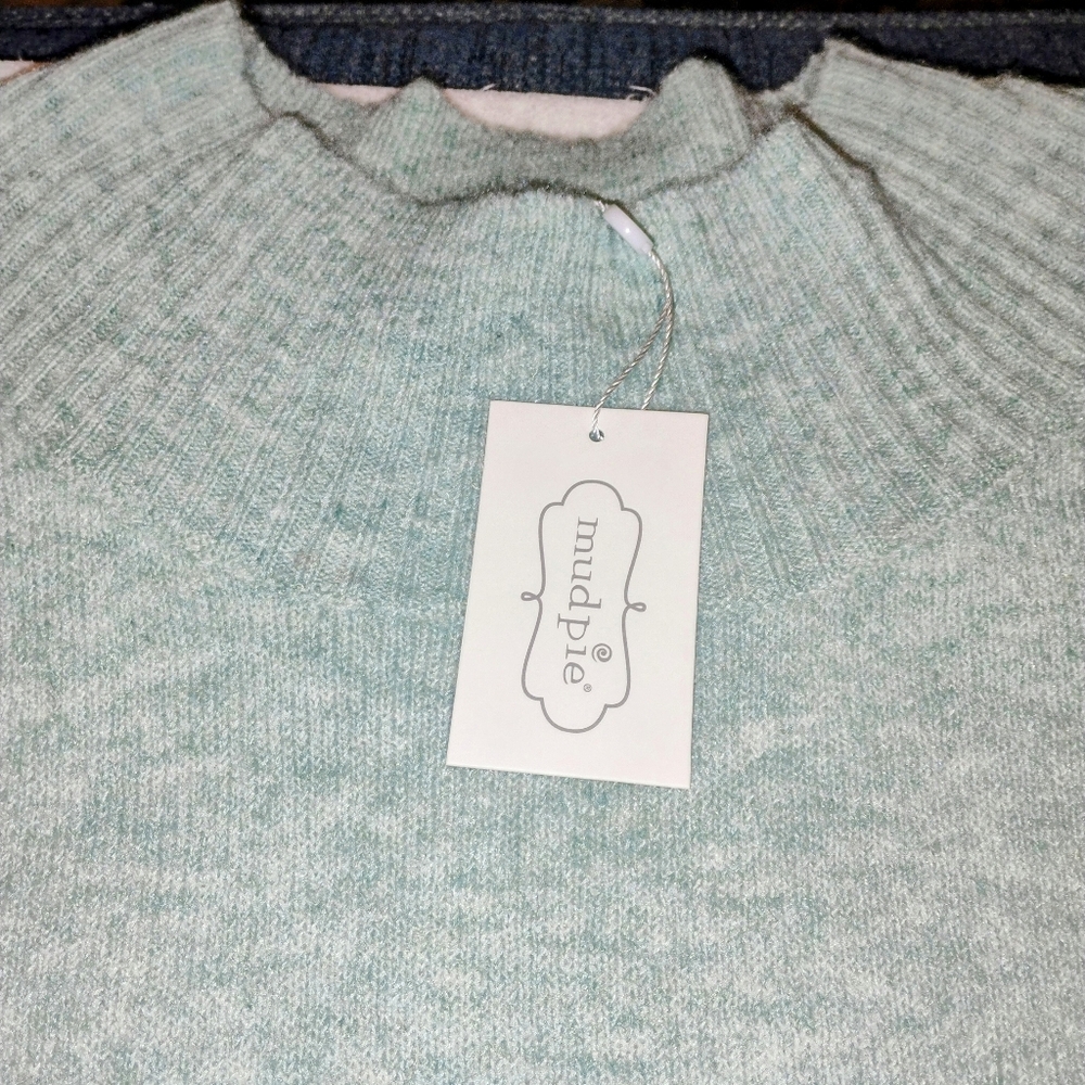 Mud Pie Grey/Green Oversized Plus Sweater New With Tag One Size - Picture 7 of 8